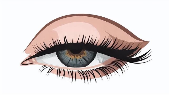 Close Up Of A Blue Gray Eye With Long Lashes Opening And Closing
