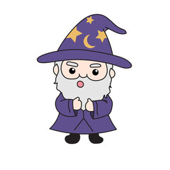 Cartoon Magician With Amazed Expression Vector PNG Image