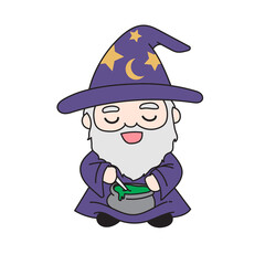 Cute Wizard Cartoon Character With A Potion Vector PNG Image