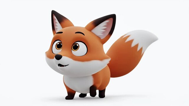 Cute Cartoon Fox Animation on White Background