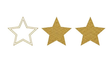 Three gold stars aligned on a plain white background, symbolizing excellence and achievement