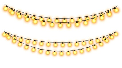 Vibrant yellow string lights casting a warm, inviting glow, perfect for festive decorations and celebratory atmospheres, providing charming illumination