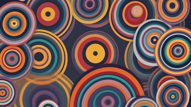 Vibrant abstract concentric circles pattern with retro color palette