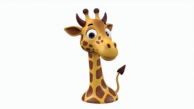 Cute Cartoon Giraffe Head With Big Eyes And Spots On White Background