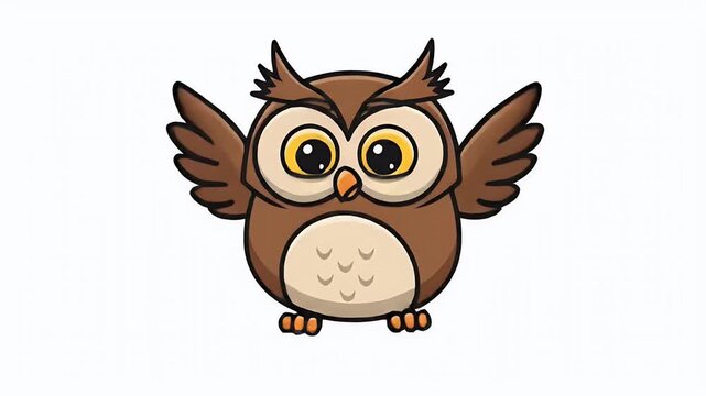 Cute Cartoon Owl Character Flapping Wings Animation Loop