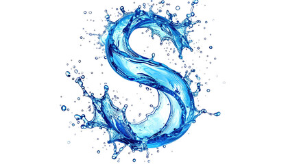 A blue, watery "S" erupts from a splash, set against black