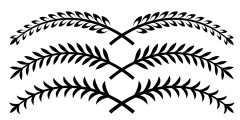 Set of circular laurel wreath. Emblem floral Greek branch of oak leaves, eucalyptus leaf, Wheat, winner award, champion medal, swirls, twigs and flower ornaments vector
