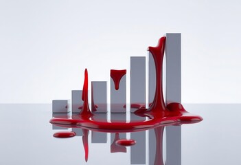 3d business bar chart showing financial market growth with a red arrow progress sign symbolizing success and profit concept vector illustration