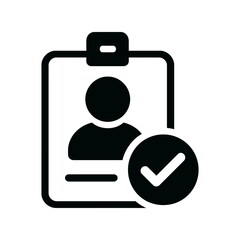 verified user id icon with checkmark on clipboard