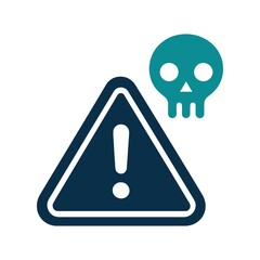 Warning sign with exclamation mark and skull symbol