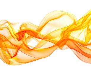 Abstract flowing ribbons of orange and yellow hues against black