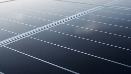 Close up of a solar panel surface capturing sunlight for renewable energy generation.