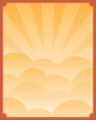 Vector design of a sunset sky background in an ornamental frame