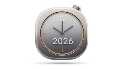 Clock showing the year 2026.