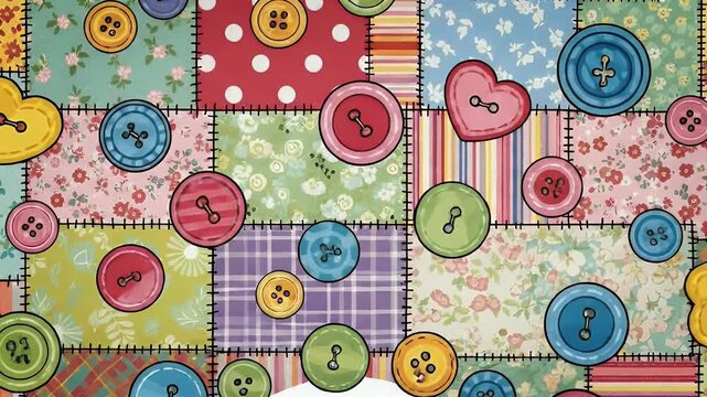 Colorful Patchwork Map of Australia with Heart Buttons