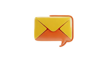 3D Envelope and Speech Bubble Icon on transparent background