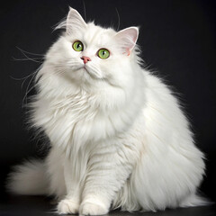 Fototapeta premium white cat on black background