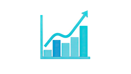 3D Bar Chart With Upward Trend Arrow on transparent background