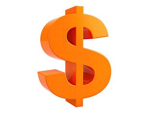 Obraz premium A 3D rendered orange dollar sign against a solid black backdrop