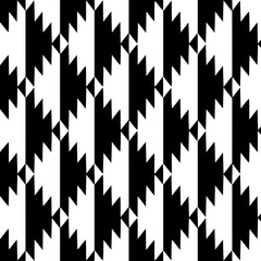 Abstract Geometric Seamless Pattern with Tribal Diamond Shapes in Black and White.
