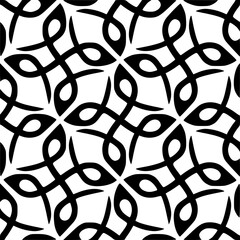 Abstract Black and White Celtic Knot Seamless Pattern with Elegant Curved Lines