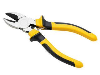 Yellow handled needle nose pliers isolated on transparent background