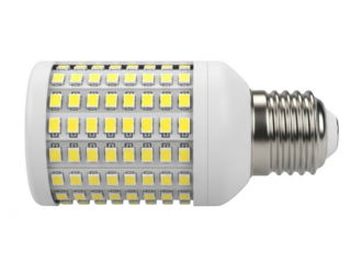 Led light bulb with yellow diodes isolated on transparent background