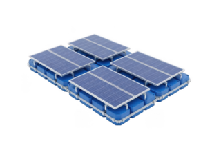 Plastic pallet with six interlocking panels isolated on transparent background
