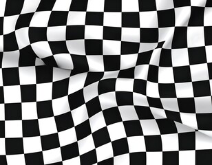 Obraz premium Black and white checkered racing flag billowing in the wind