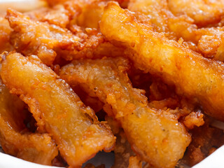 close - up fried fried pork in plate
