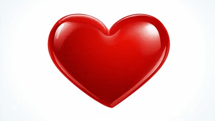 Shiny Red Heart Shape Symbol on White Background, Love and Emotion Concept