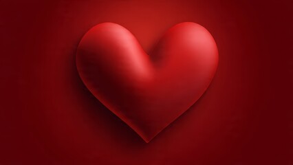 3D Red Heart Shape on a Dark Red Gradient Background, Symbol of Love and Romance
