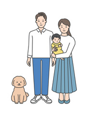 家族のイラストベクター素材（2世代3人）