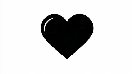 Black Heart Icon with a Glossy Shine on a White Background