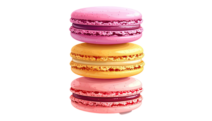 Stacked, colorful, delicious cookies with filled cream centers