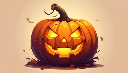 Glowing Jack OLantern - A Spooky Halloween Pumpkin with Carved Face and Festive Ambiance.