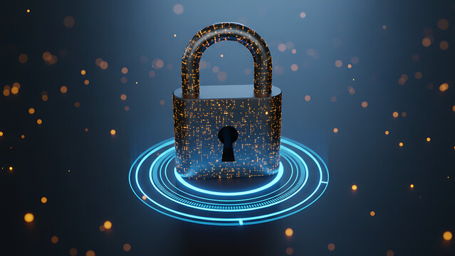 Hacker attack and data breach visualization information leak concept display futuristic cyber background broken lock symbol security compromise representation defocused, Cybersecurity / Digital Techno - Powered by Adobe