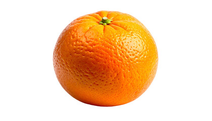 Bright, ripe, whole orange fruit with green stem on a black background