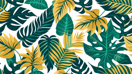 Seamless floral pattern with green and yellow leaves creates a vintage nature ornament vector illustration for textile wallpaper and fabric decoration backdrop art
