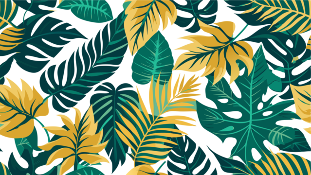 Seamless floral pattern with green and yellow leaves creates a vintage nature ornament vector illustration for textile wallpaper and fabric decoration backdrop art - Powered by Adobe