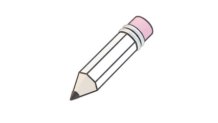 Minimalist 3D Pencil Icon for Writing and Creative Design - Simple 3D pencil graphic with a pink eraser, suitable for educational symbols, editing, or creative tool icons.
