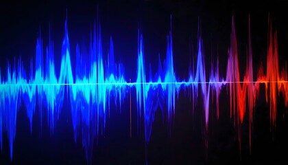 Energetic blue to red audio waves