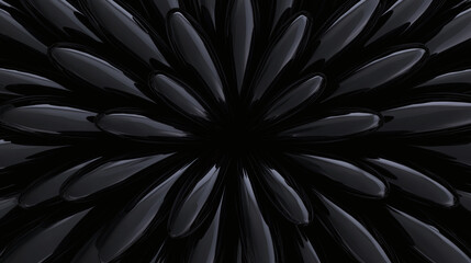 Black abstract petal background texture elegant glossy minimal dark modern pattern design radial symmetry smooth surface luxury art style