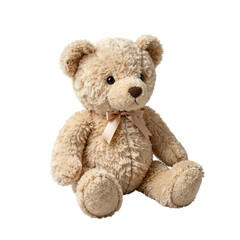 Cute plush teddy bear with beige bow
