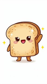 Cute Kawaii Toast Character Waving Hello Animated Loop Background