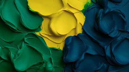 Yellow green blue paint background texture abstract art with thick brushstroke pattern smooth curve surface modern creative design vibrant color artistic backdrop