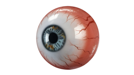 Realistic Human Eyeball with Blue Iris and Red Veins Isolated