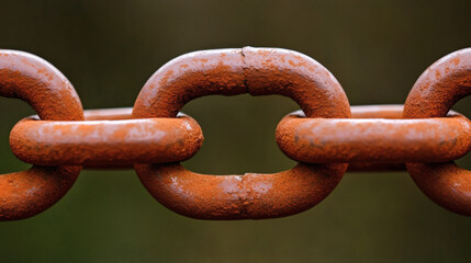 Fototapeta premium Rusty chain background texture closeup metal link corrosion detail industrial pattern grunge decay concept abstract focus blur mood