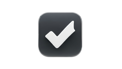 3D Check Mark Icon on transparent background