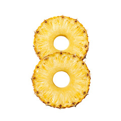 Two pineapple slices arranged as figure eight